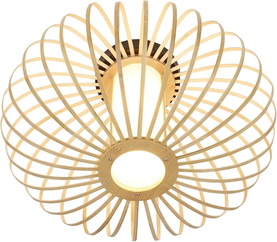 BRILONER – Bambus Deckenlampe für das Wohnzimmer, Deckenleuchte Holz, Lampe Wohnzimmer, Wohnzimmerlampe, Boho, Schlafzimmer Deko, E27 Fassung, 40 cm