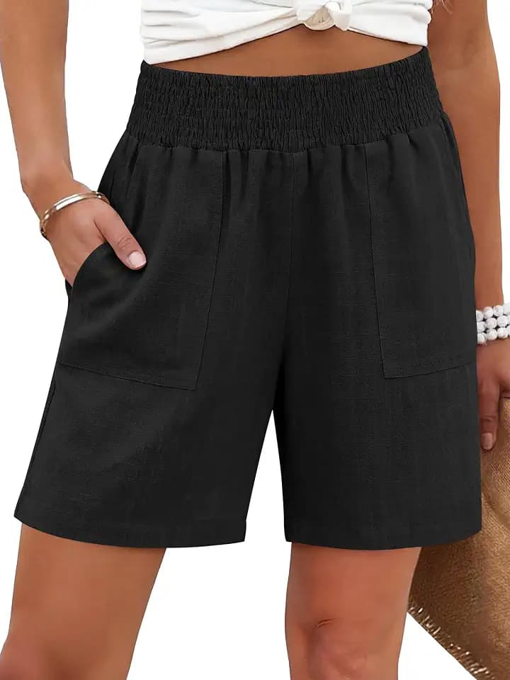 ANRABESS Linen Shorts for Women with Pockets