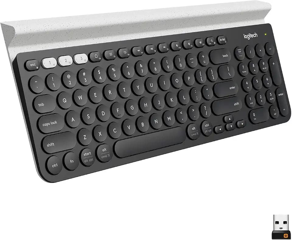 Logitech K780 Multi-Device Wireless Keyboard with Built-in Cradle, Speckles