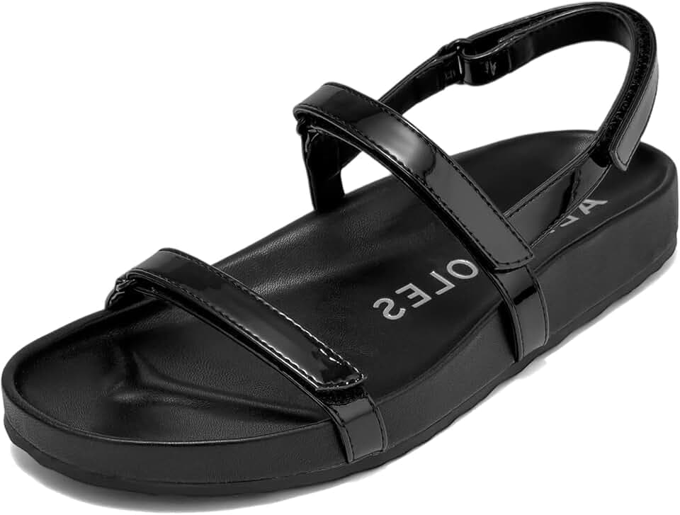 Black Patent Women's Comfortable Footbed Sandal