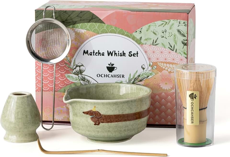 Matcha Set with Dog Pattern, 17 OZ Matcha Bowl, Matcha Kit for Tea Lovers.