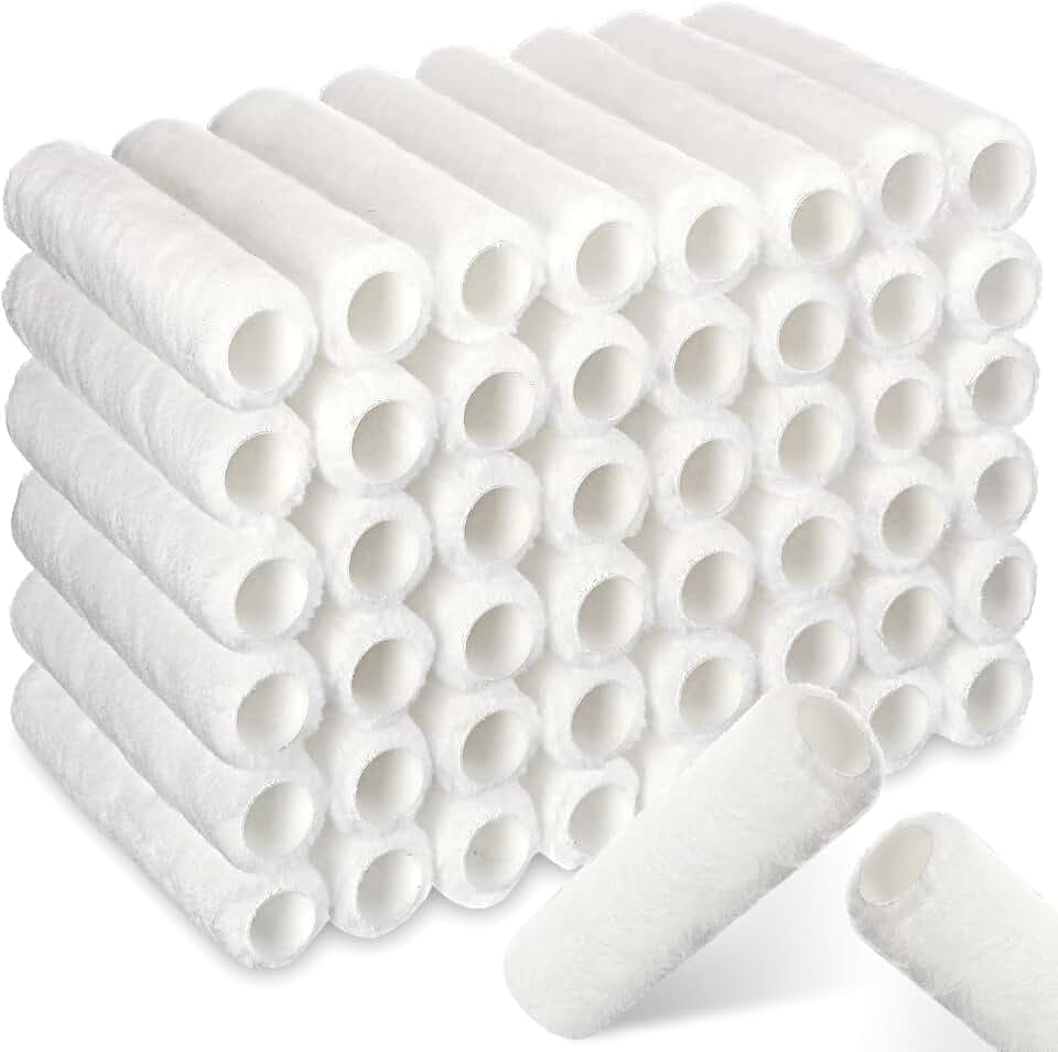Pinkunn 48 Pcs Paint Roller Covers 9" x 1/2" Nap, Classic Style, White