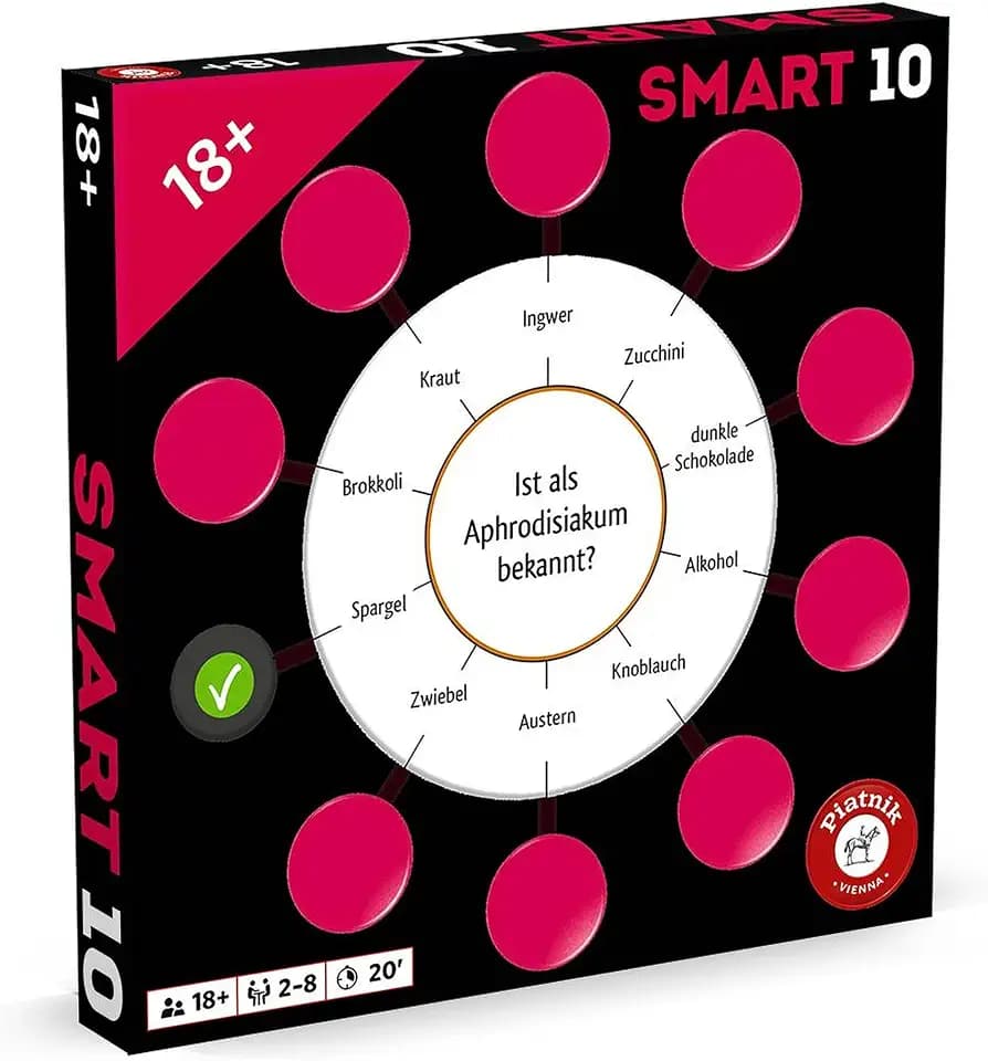 Piatnik Smart 10 Zusatzfragen 18+, Schwarz und Rot