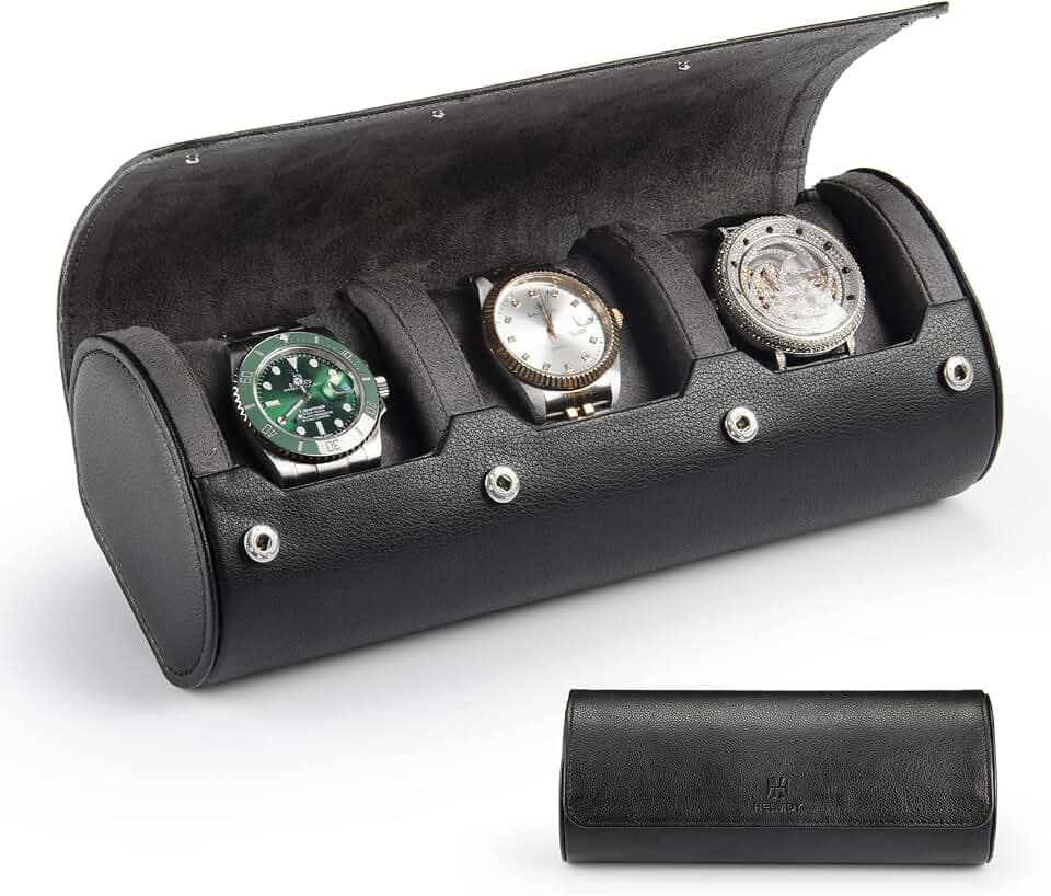 Uhrenbox Organizer für Herren, 3 Fächer für Uhren und Reiseetui