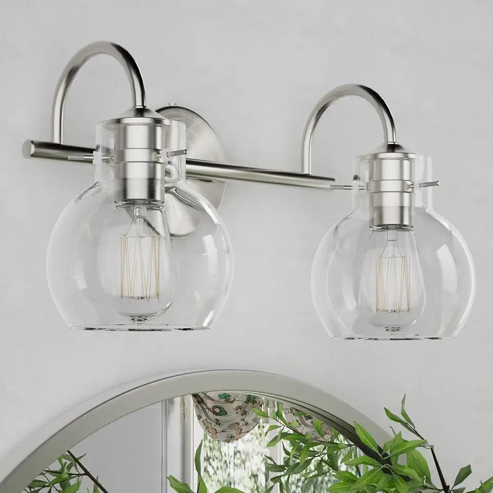 2 Lights Bathroom Vanity Light Fixtures Over Mirror Modern Nickle