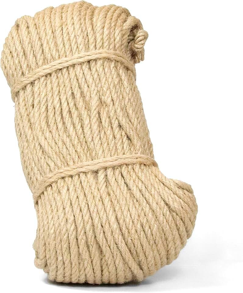 66Ft 20mm Natural Jute Twine Heavy Duty Rope for Crafts Garden Packaging
