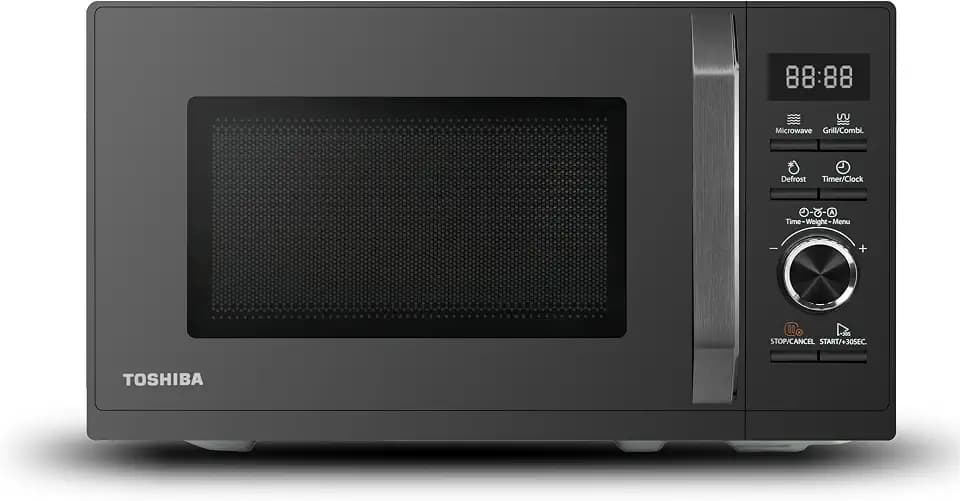 Toshiba MW3-AG20PE(BK) Mikrowellen mit Grill 20L 3-in-1 Mikrowellenherd, Chef-Abtauung, Mikrowelle, Grill, Kombi, 5 Leistungsstufen, 8 Automatikprogrammen, Einfacher Reinigung, Schwarz