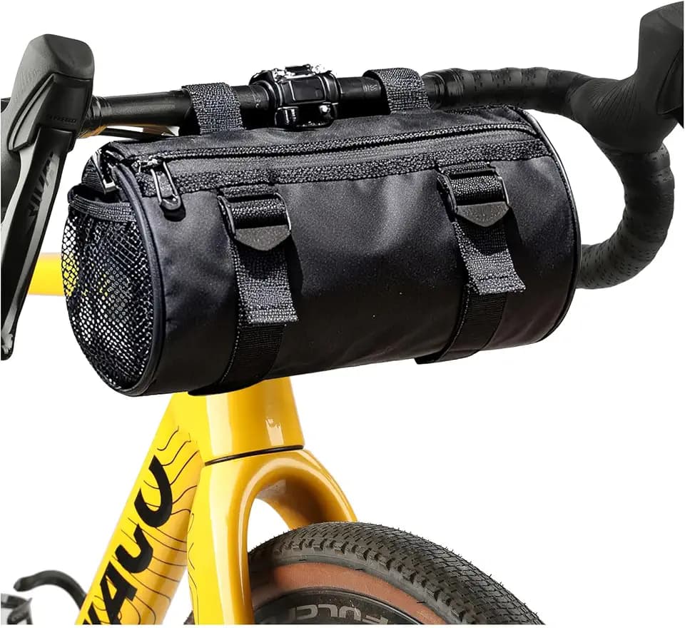 SEAFEW 6L Large Black Bike Handlebar Bag, Waterproof Rain Cover Front Bike Bag for Bicycles, Mountain Road Bike Fram Storage Barrel Bag with Water-resistant Zippers, Cycling Commuter Shoulder Bag