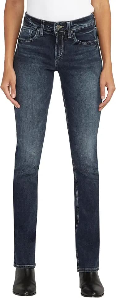 Silver Jeans Co. Women's Suki Mid Rise Curvy Fit Slim Bootcut Jeans