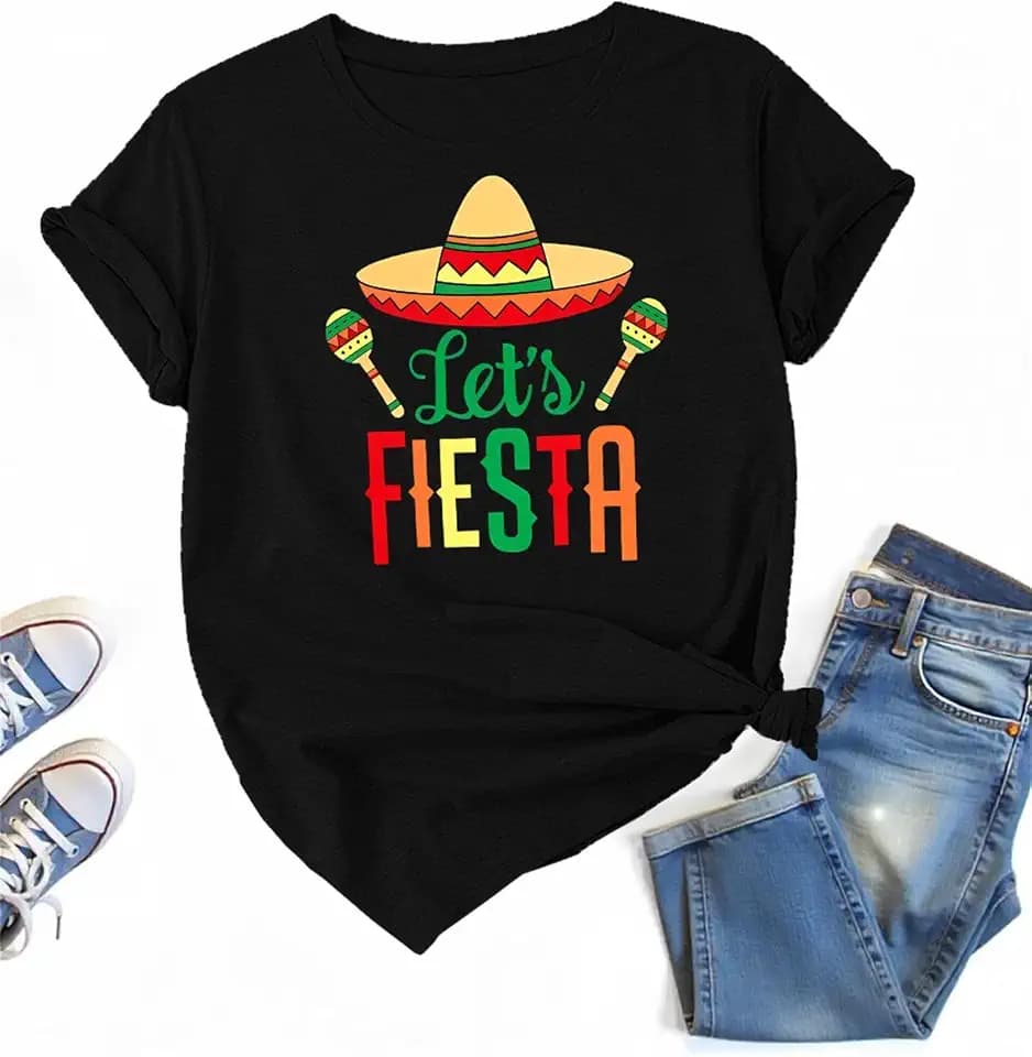 Cinco De Mayo Shirt Let's Fiesta Mexican Party T Shirt for Women