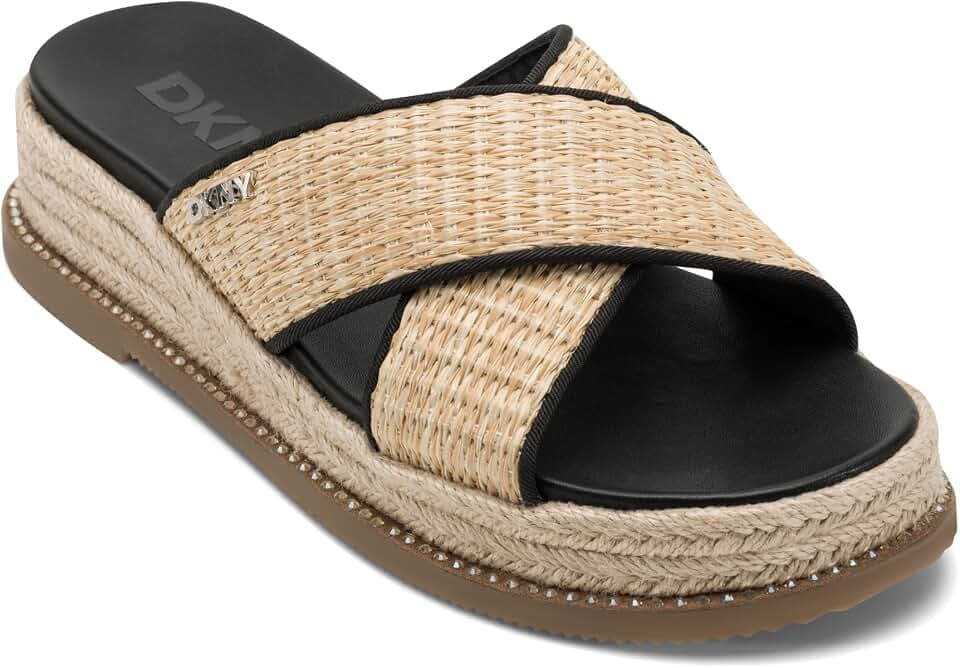 DKNY Women's Berris Criss Cross Espadrille Platform Sandal With Logo