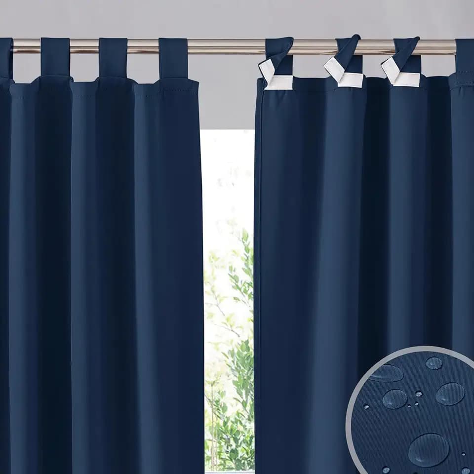 RYB HOME 2 Panels Outdoor Curtains for Patio Waterproof Block Sunlight