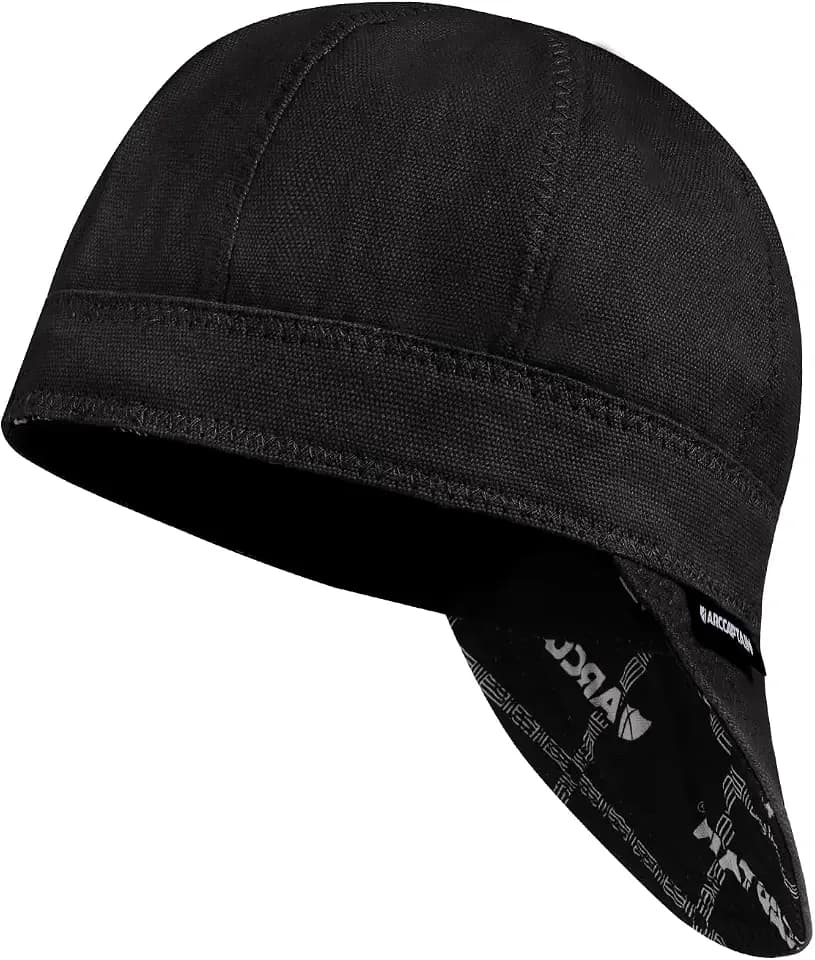ARCCAPTAIN Reversible Welding Cap, 8-Panel FR Welders Cap, Black, 7 1/4