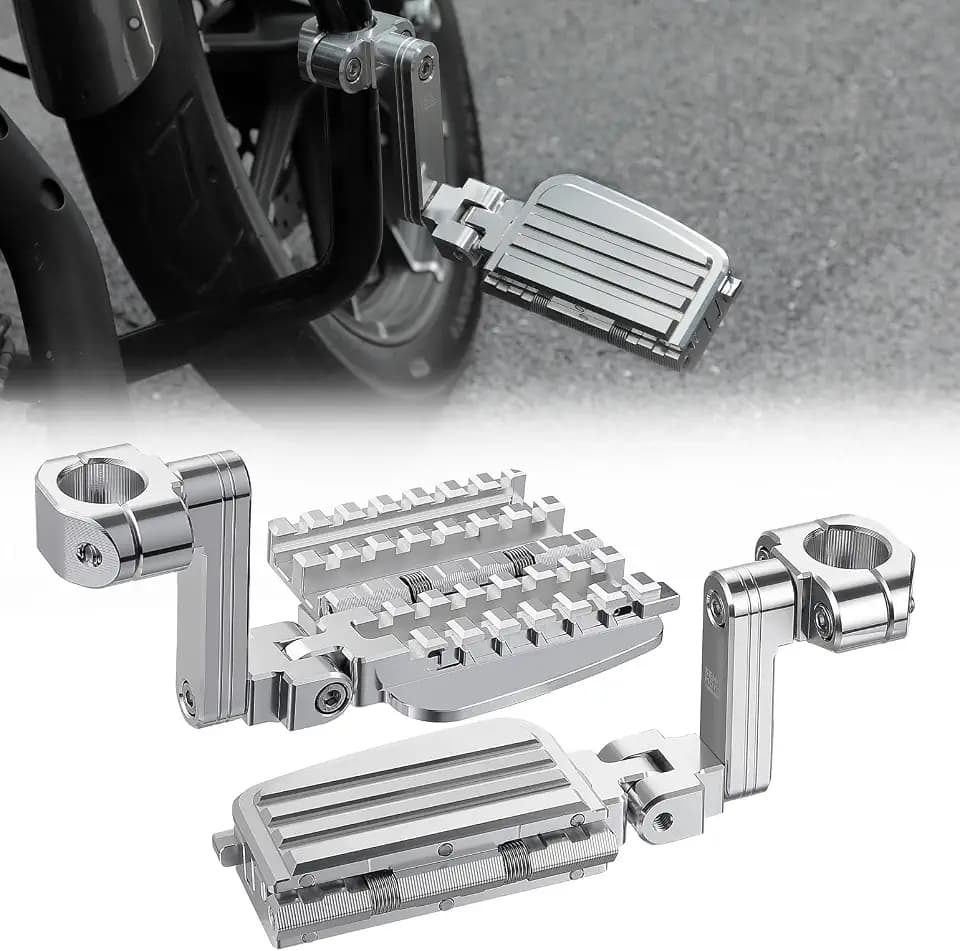 KEMIMOTO Long Angled Adjustable Highway Pegs with Expandable Heel Rests