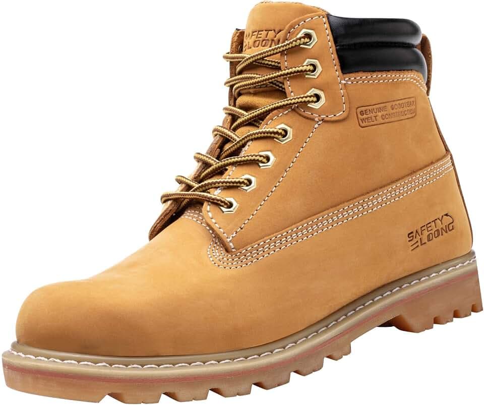 Work Boots for Men Soft Toe Waterproof Leather Workboots