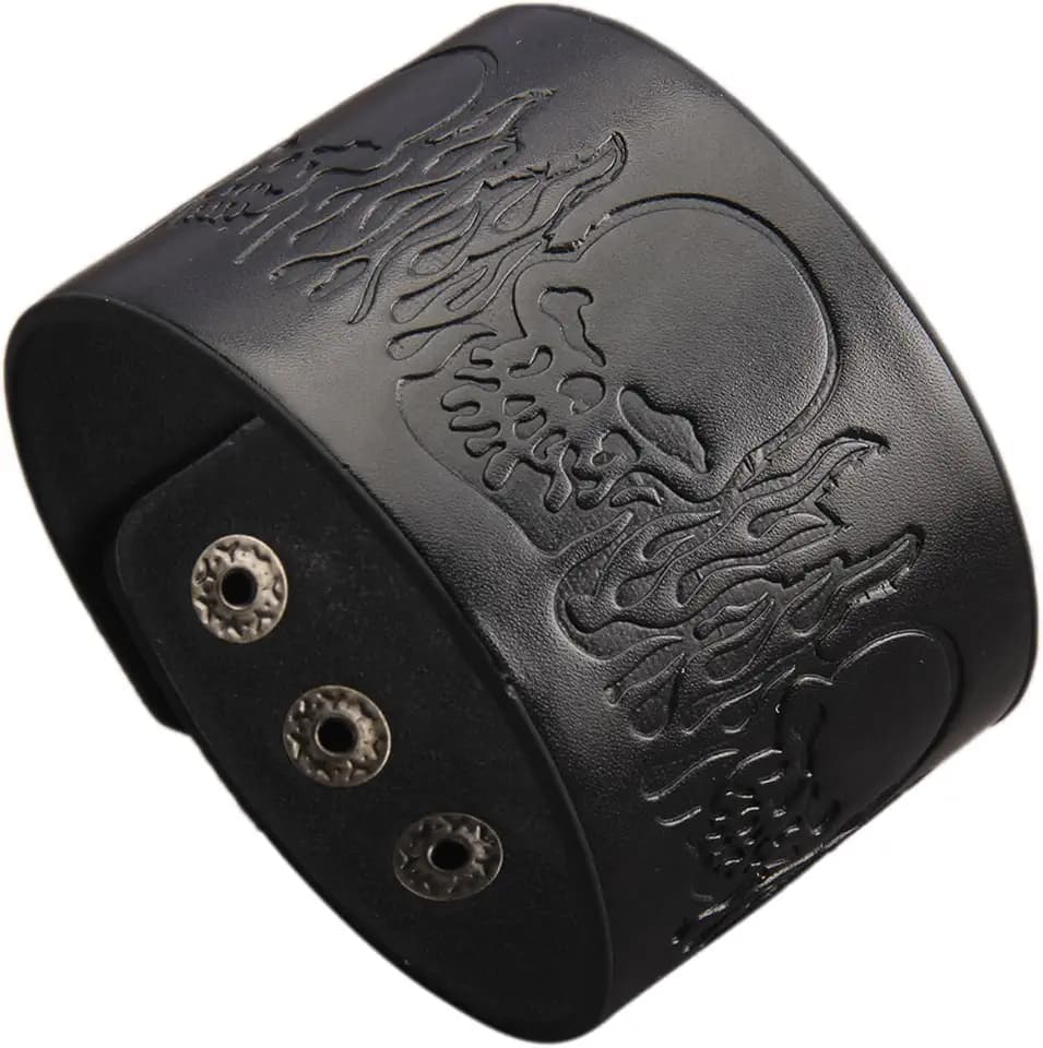 GelConnie Punk Leather Cuff Bracelet Adjustable Straps Wrap Bracelets Arm Armor Cuff Gothic Leather Wristbands for Men, Women