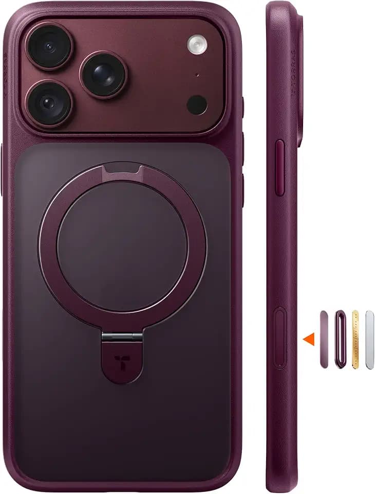 TORRAS Ostand Q1 für iPhone 18 Pro Hülle mit MagSafe Ständer, Burgundy