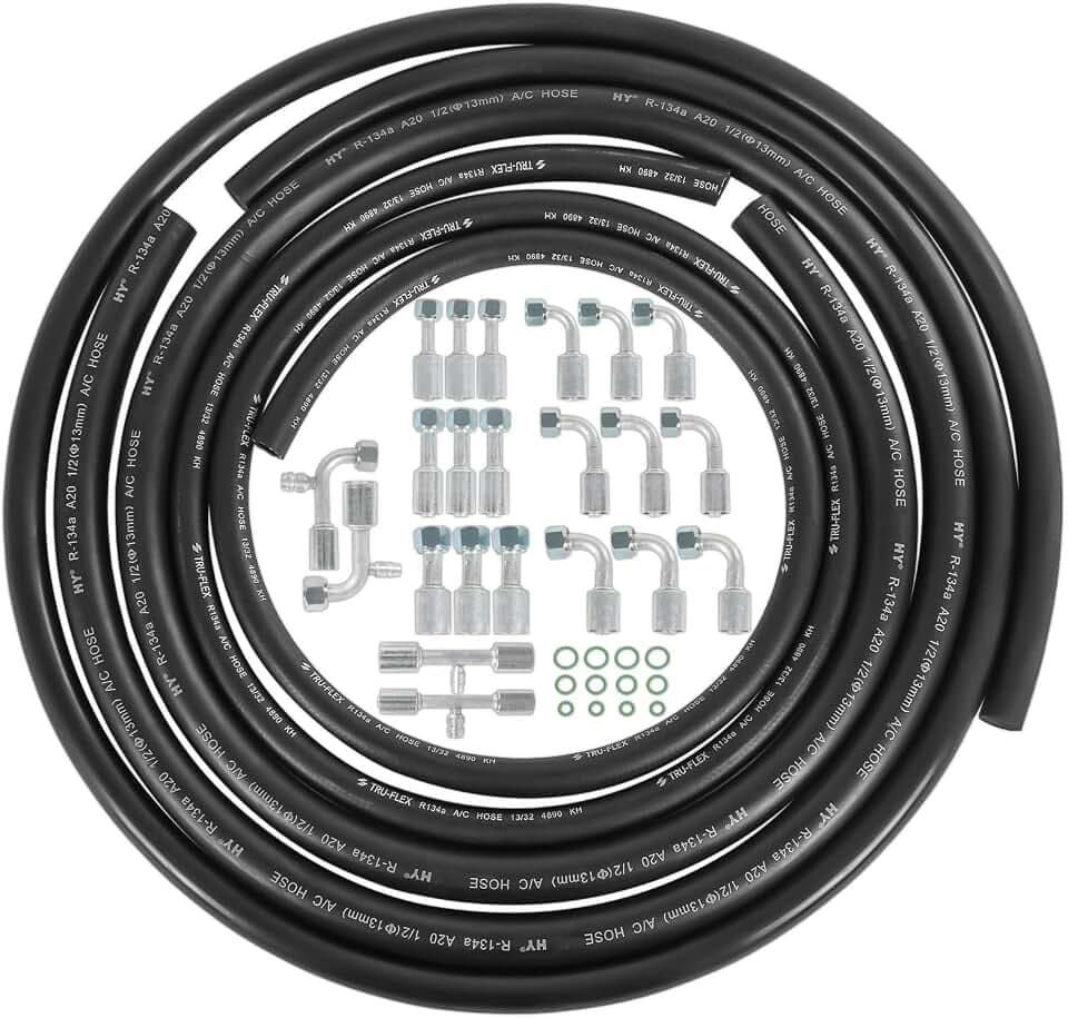 25PCS 6.5ft A/C Air Conditioning Hose & Fitting Kit: #6#8#10