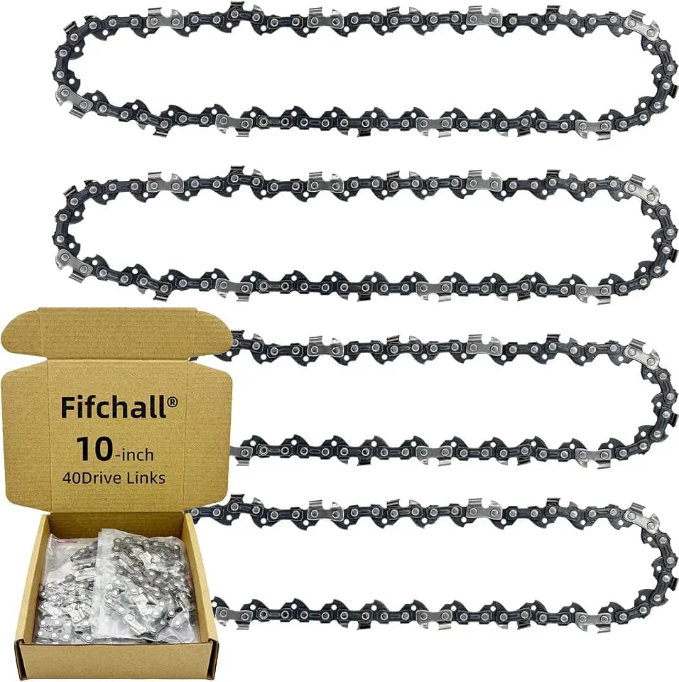 4 Pack 10 Inch Chainsaw Chain S40 3/8" LP Pitch .050" Gauge 40 Drive Links, 10-inch Replacement Chains Fits Remington, Greenwork, Sunjoe, Worx, Craftsman and More