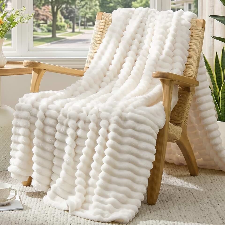 Vielit Cord Kuscheldecke Flauschig, Deko Sofa Decke, 220x240 Beige