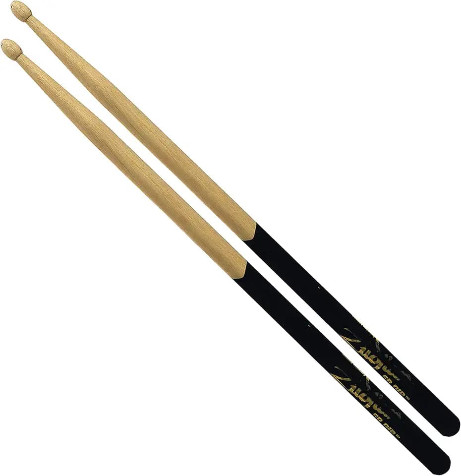 Zildjian 7A Sticks Black-DIP, Wood Tip Hickory, Natural Finish