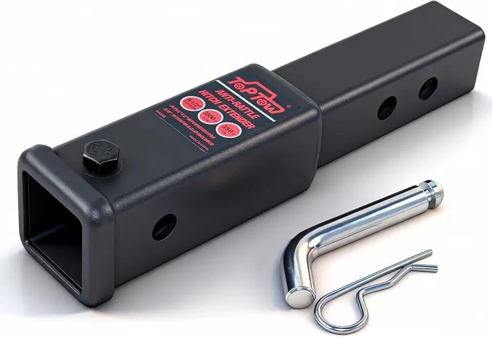 TOPTOW Trailer Hitch Extender, Fits for 2 inch Hitch Receiver, 7-inch and 8 1/2-inch Extension Length, with 5/8 inch Hitch Pin and Clip, Anti-Rattle Bolt Included