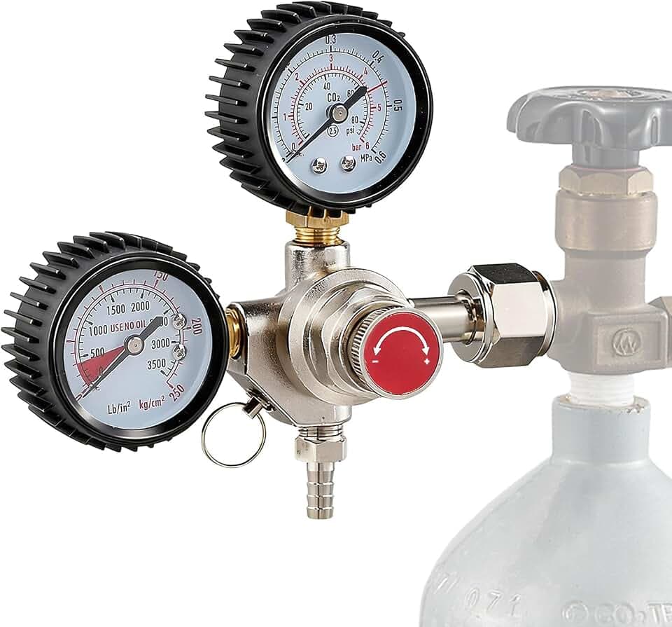 CO2 Druckminderer, Bierzapfanlage Druckminderer mit 2 Manometer Einstellbarer Druck CO2 Druckregler W21,8 x 1/14" Anschluss CO2 Regulator für Bierbrauen Bier Zapfanlage