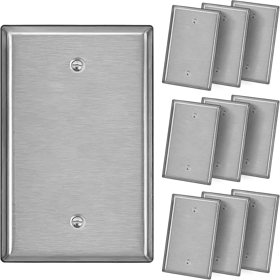 10 Pack BESTTEN 1-Gang Oversized Blank Metal Wall Plate