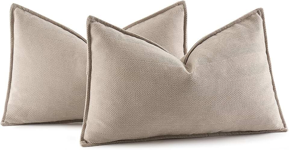 MIULEE 2er Kissenbezug 30x50 Beige Chenille Kissenhülle zierkissen