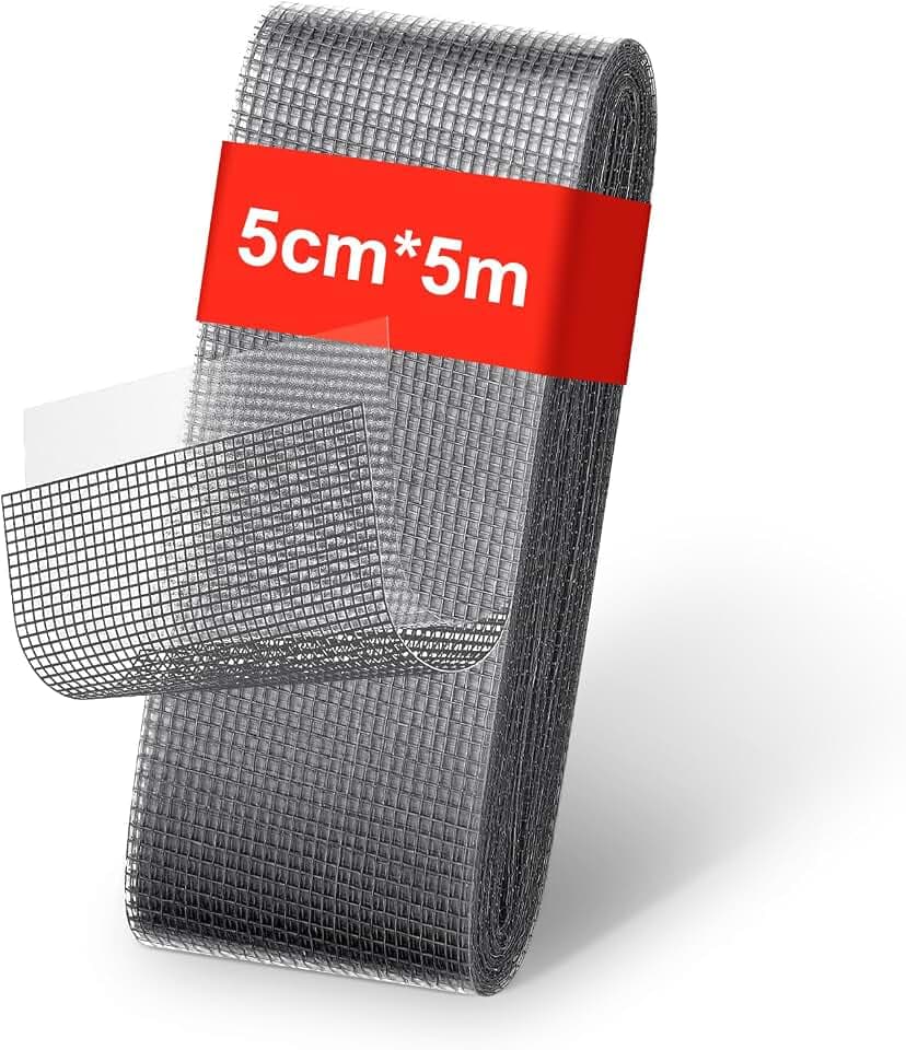 Flintronic Fliegengitter Reparatur Klebeband, 50mm x 5m Selbstklebend Insektenschutz fliegengitter, Insektenschutzgitter reparatur Set, Verhindern Moskitos,für Tür Fenster Loch Von Ausbesserung, Grau