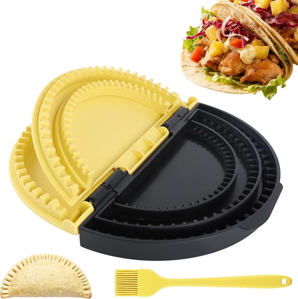 Tortilla Sealer Crimper Press Maker – 3 in 1 Adjustable 6 8 10 Inch Tool Machine for Quesadilla Taco Burrito Empanada Dumpling - Tortillas folder for Wrap Sandwich Empanadas Pie