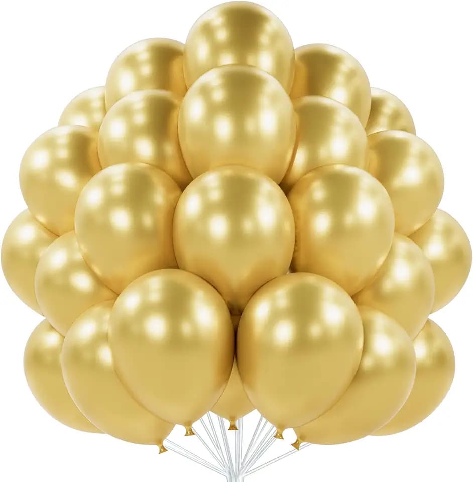 PartyWoo Metallic Gold Balloons 100pcs Chrome Gold Color 10 Inch