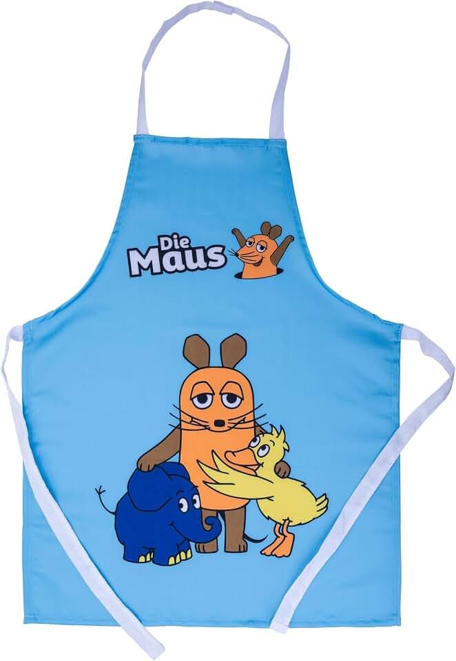 Dr. Oetker Backschürze „Maus, Elefant & Ente“ – Kochschürze für Kinder, farbenfrohes Design