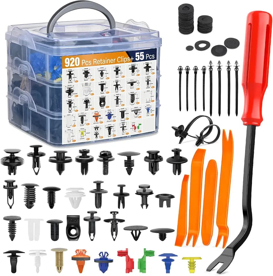 GOOACC Car Push Retainer Clips & Auto Fasteners Assortment Popular Sizes Nylon Bumper Fender Rivets, 975Pcs Clips+ Remover