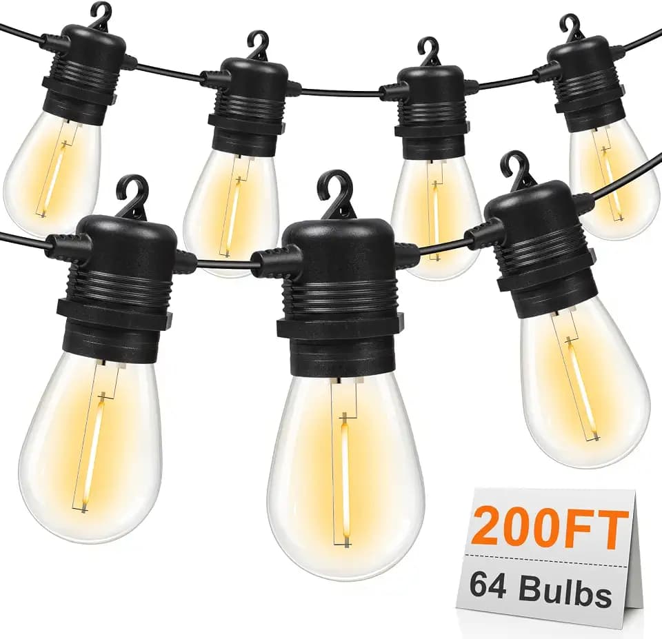 GvvooHome Outdoor String Lights, 200FT(50FT*4) LED Waterproof Patio Lights