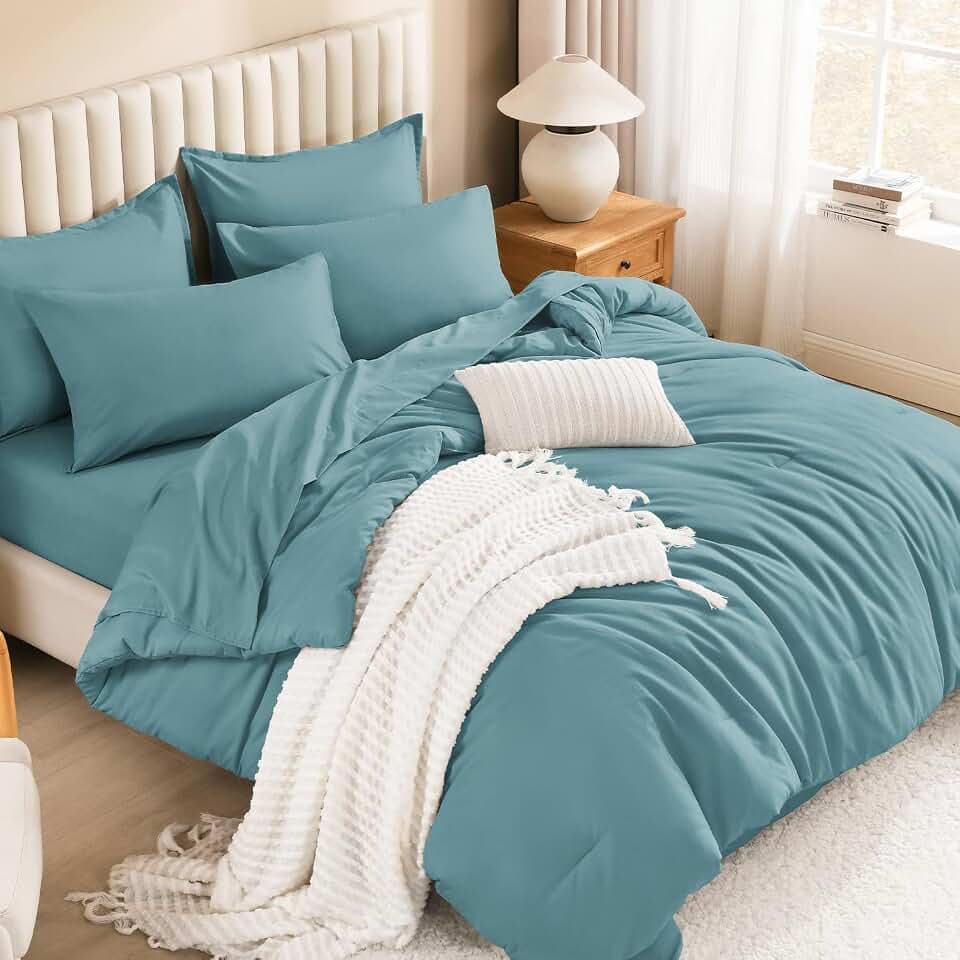 Litanika California King Comforter with Sheets - 7 Pcs Bed in a Bag