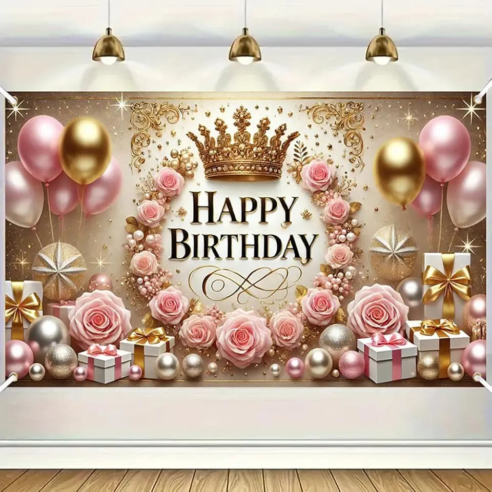 Princess Birthday Backdrop, 71 x 43 Inch