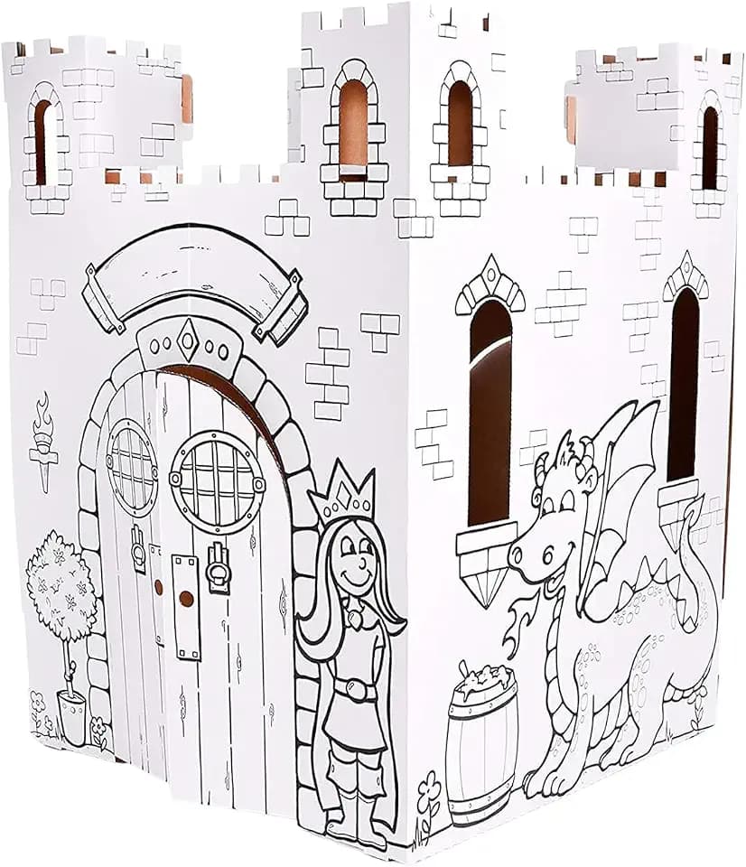 Easy Playhouse Cardboard Fairy Tale Castle - Kids Color & Draw Fort