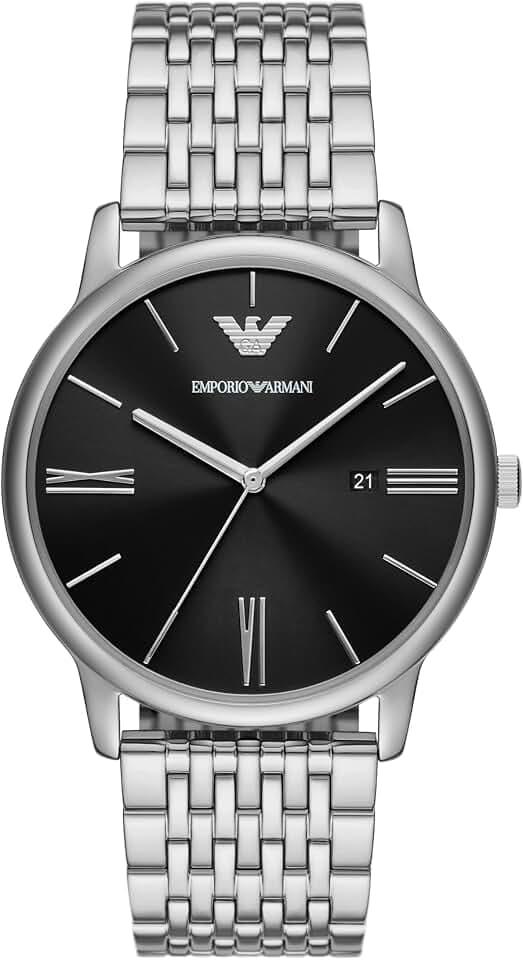 Emporio Armani Men's Three Hand Watch with Stainless Steel or Leather Band; Dress Watch for Men