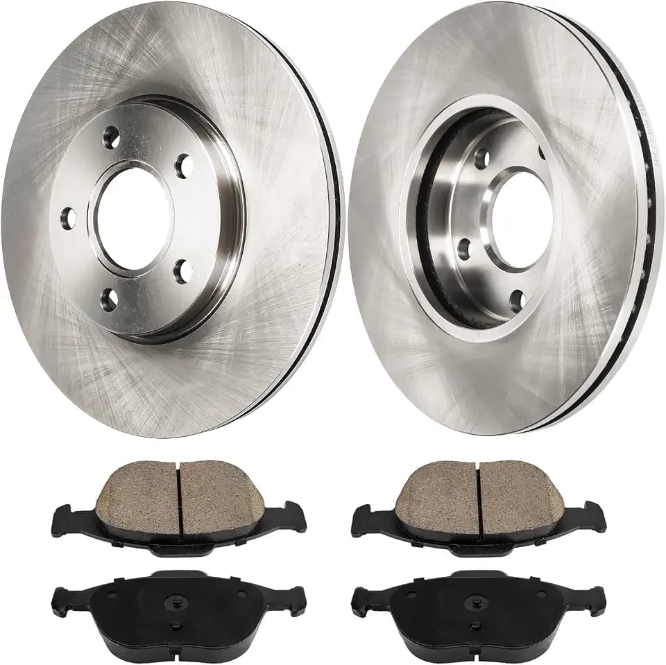 Front Brake Kits, Brake Rotors and Ceramic Brake Pads Compatible with 2010 2011 2012 2013 Ford Transit Connect, Hardware Brake Kits OEM# 54172 D970