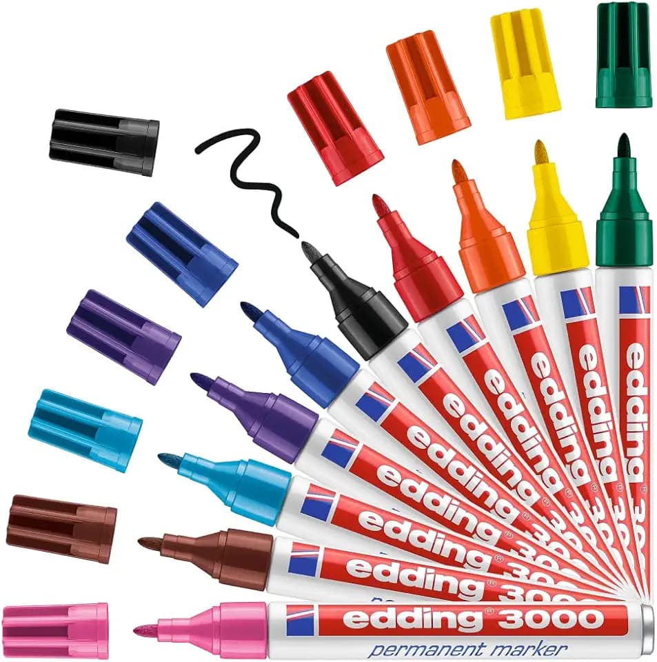 edding 3000 Permanentmarker - 10 Stifte in Stiftehalter - Universalmarker