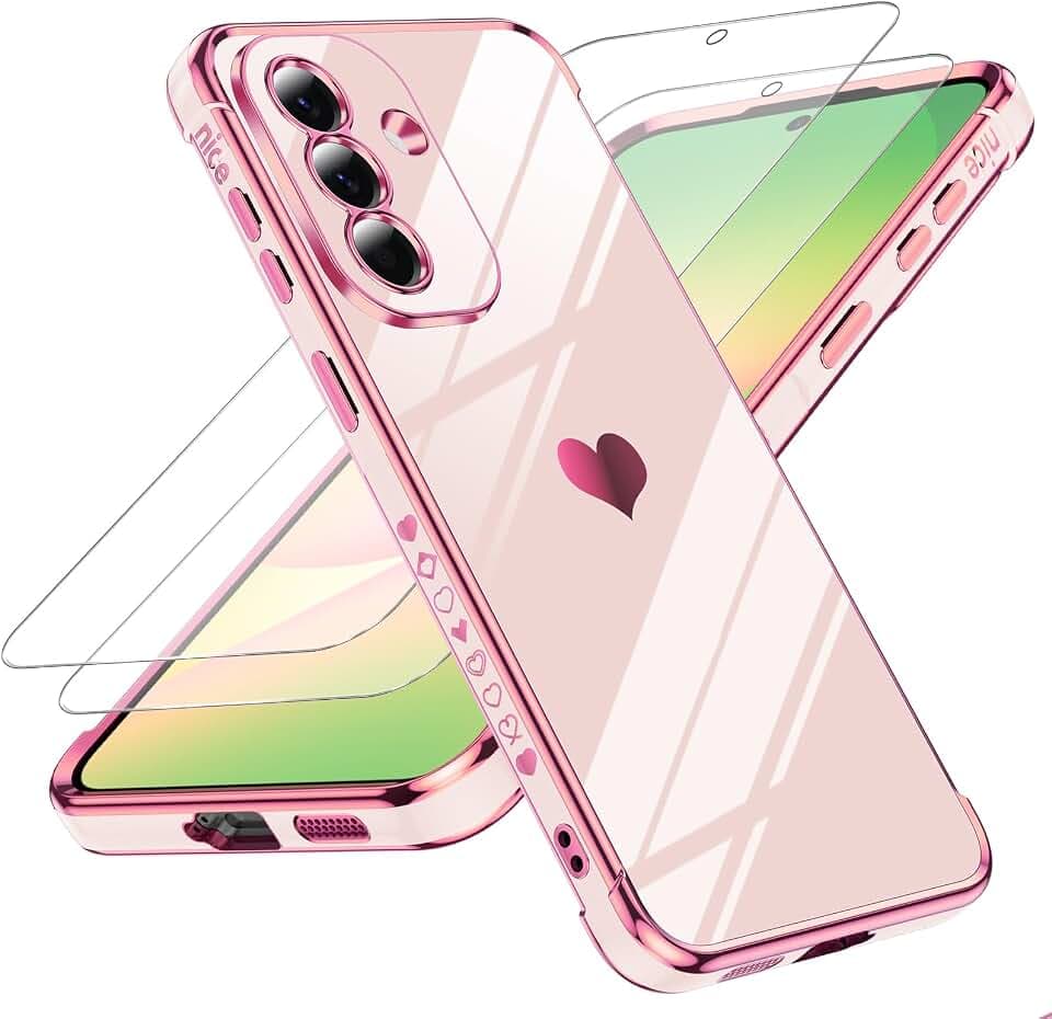 LeYi für Samsung Galaxy A57 5G TPU Handyhülle mit 2*Schutzfolie-Rosa