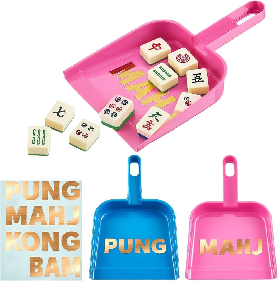 Soulchen 2 Pcs Mahjong Tile Mixer Shufflers Tile Scoopers with 4 Stickers Plastic Mahjong Accessories Gifts for Lovers Games(Rose Red, Dark Blue)