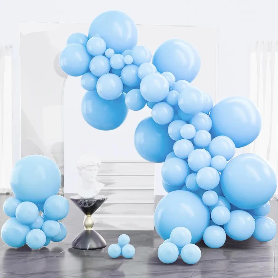 PartyWoo Light Blue Balloons 100pcs Baby Pastel Sky Aqua Blue Color