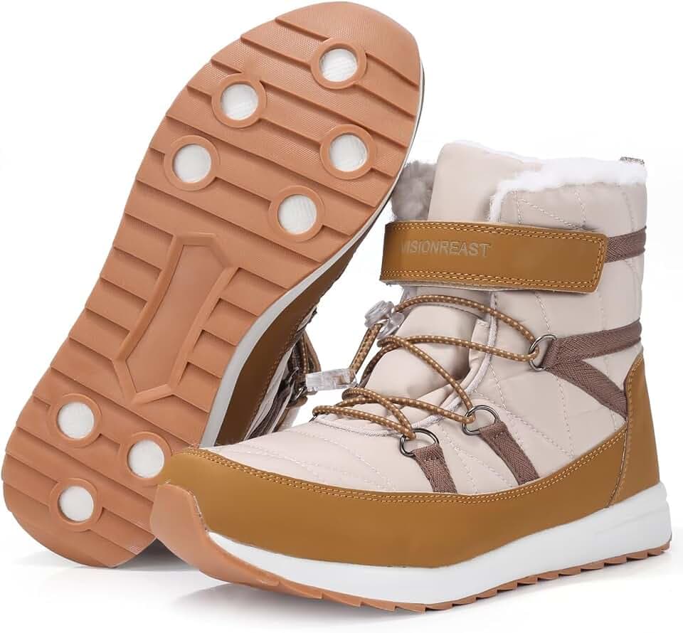 visionreast Winterschuhe Herren Damen Warm Gefütterte Winter Schneestiefel Trekkingschuhe Wanderhalbschuhe Winterboots rutschfest Outdoor mit Klettverschluss