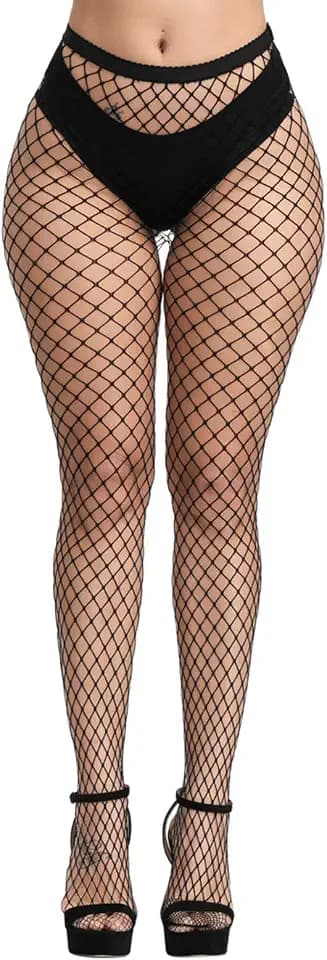 Pareberry Women's High Waisted Tights Sexy Wide Mesh Fishnet Stockings