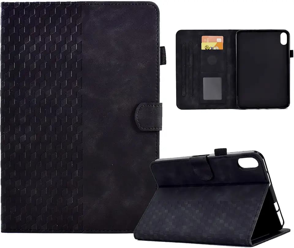 Case for iPad mini 7 (A17 Pro) 2024/iPad Mini 6 2021 8.3 Inch Cover with Card Holder Premium PU Leather Stand Folio Multi-Angle Viewing Case for iPad mini 6th/7th Generation, Black