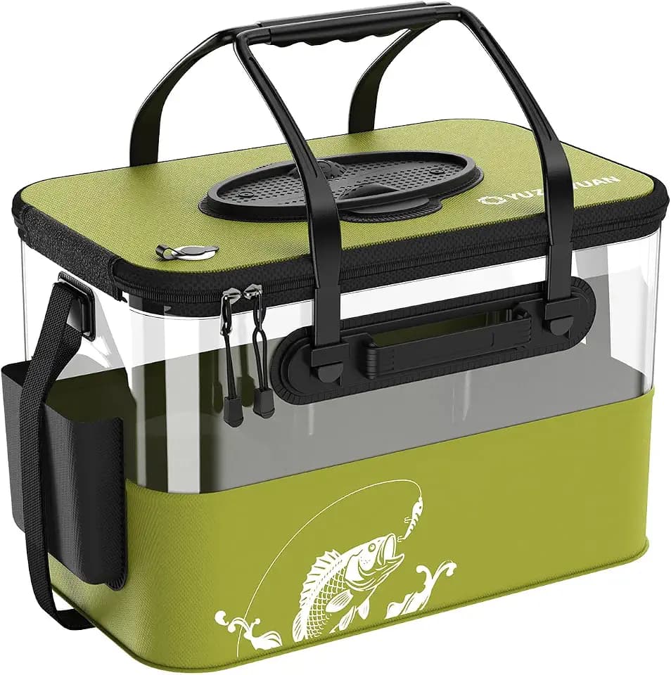 Fishing Bucket Foldable， 6Gallon/8Gallon/10Gallon,Live Fish Container Multi-Functional Live Fish Bait Bucket,for Fishing, Camping, Moving