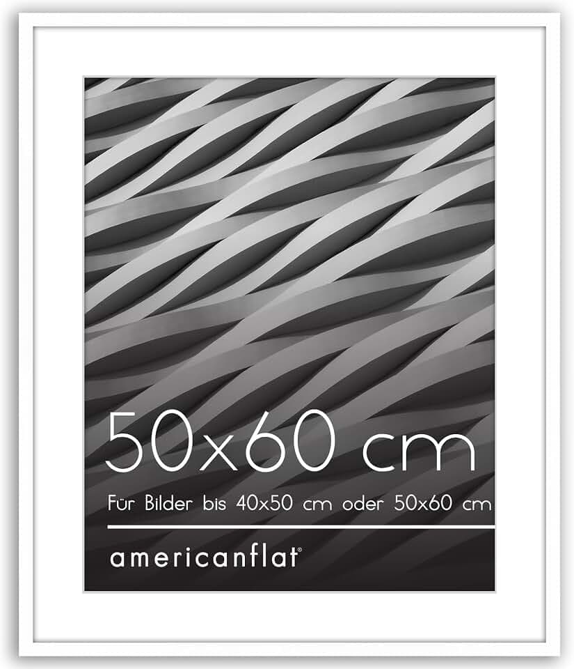 Americanflat Bilderrahmen 50x60 cm - 40x50 cm Passepartout - Weiß