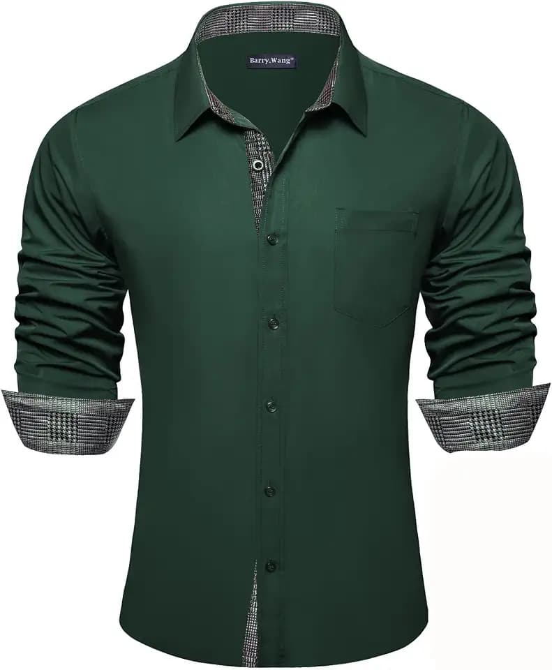 Barry.Wang Mens Long Sleeve Shirt Casual Business